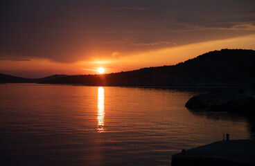 sunset on the lake in Šibenik Croatia