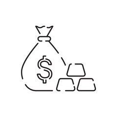 Gold bullion line icon. Included icon as golden, mine, gold bar, price, asset, wealth and more