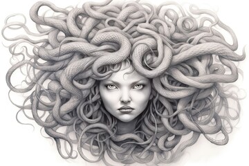 Enchanting Medusa: Exploring Serpent Hair, Petrifying Gaze, and Mysterious Charm, generative AI