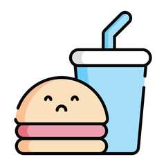 Fast Food colored outline icon illustration design