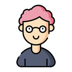 Student, boy colored outline icon illustration.