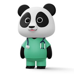 Cute doctor panda, 3d cartoon panda character, 3d rendering © Thanasantipan