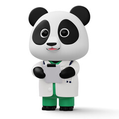 Cute doctor panda, 3d cartoon panda character, 3d rendering © Thanasantipan