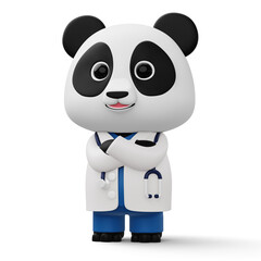 Cute doctor panda, 3d cartoon panda character, 3d rendering © Thanasantipan