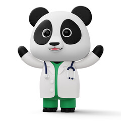Cute doctor panda, 3d cartoon panda character, 3d rendering © Thanasantipan