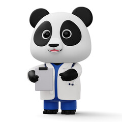 Cute doctor panda, 3d cartoon panda character, 3d rendering © Thanasantipan