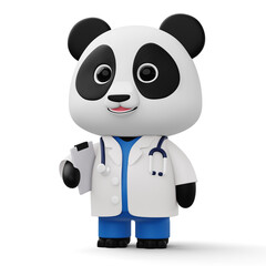 Cute doctor panda, 3d cartoon panda character, 3d rendering © Thanasantipan