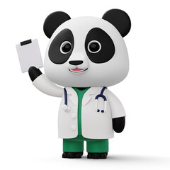 Cute doctor panda, 3d cartoon panda character, 3d rendering © Thanasantipan