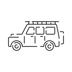 Safari Travel Collection Elements Icon Vector Thin Line. Animal And Africa, Car And Tree, Human Silhouette And Hat Safari Adventure Concept Linear Pictograms. Monochrome Contour Illustrations