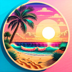 tropical island with palm trees