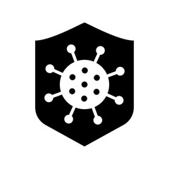 Immune system concept. Hygienic medical black shield protecting from virus.vector graphic web symbol on white background - editable vector