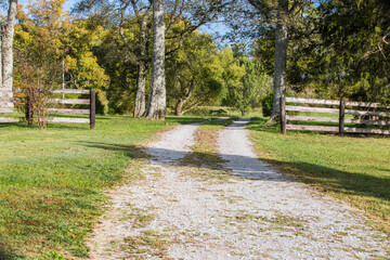 Country mountain road with fall colors during autumn
