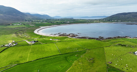 Aerial view of Beautiful rugged shoreline on the west of Donegal Sligo clare cork and mayo on Atlantic Ocean Ireland - obrazy, fototapety, plakaty