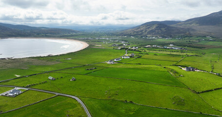 Aerial view of Beautiful rugged shoreline on the west of Donegal Sligo clare cork and mayo on Atlantic Ocean Ireland