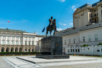 Beautiful view of the Monument of Józef Poniatowski in Warsaw - obrazy, fototapety, plakaty