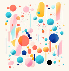 colorful confetti and shapes that falls on a white background, colorful geometric shapes & patterns, circular shapes.
