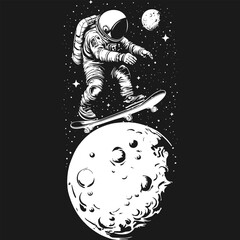 Surfing in Outer Space, Astronaut and Space Typography Quote Design.