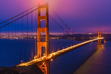 Fototapeta na wymiar The Golden Gate Bridge in San Francisco California at night