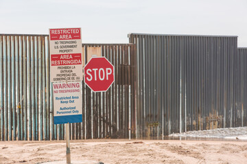 Mexican border line from Tijuana in Mexico