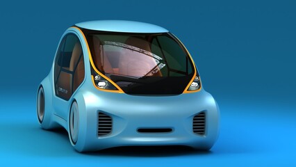 micro ev car design, futuristic style, non AI image, 3D illustration