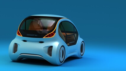 micro ev car design, futuristic style, non AI image, 3D illustration