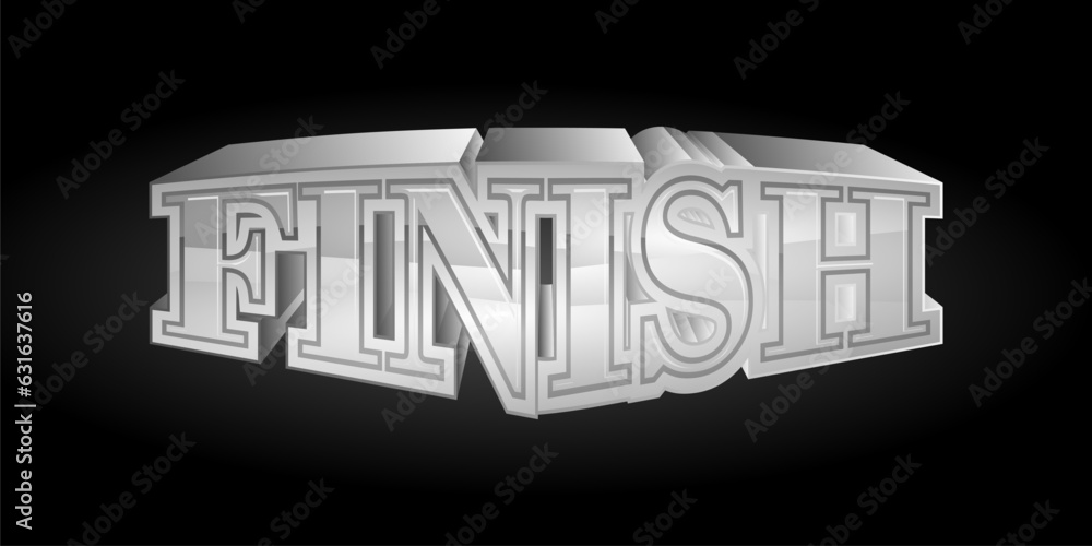 Fototapete finish text effect isolated on dark background