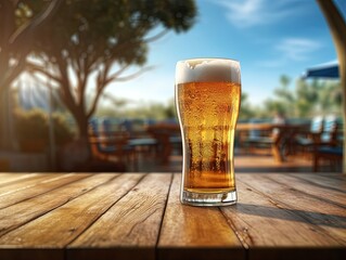 Professional Photoshoot of a Glass of Beer, Golden Color.