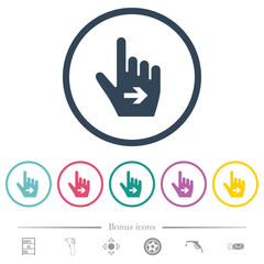 Hand cursor right solid flat color icons in round outlines