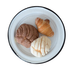 Plato con pan de dulce, comida mexicana con transparencias, formato PNG