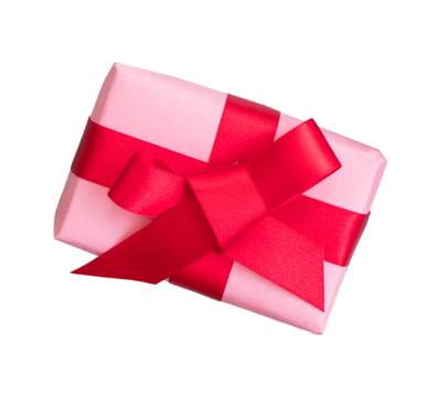 Colorful pink gift box with red ribbon, for anniversary, mother's day, Valentine's Day, or Christmas, with transparencies, PNG format