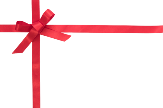 Red ribbon for  anniversary, mother's day, Valentine's Day, or Christmas, with transparencies, PNG format