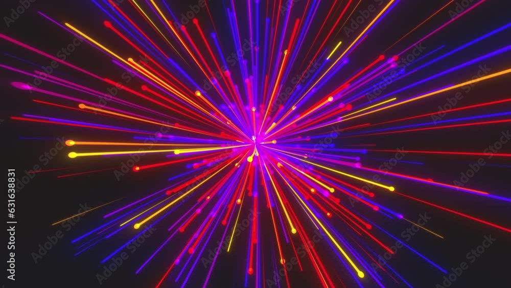 Poster Burst particle lines. Computer generated 3d render