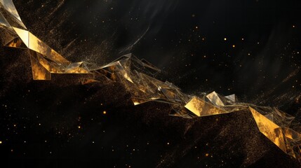 Photo of a vibrant abstract background with gold and black hues and scattered stars