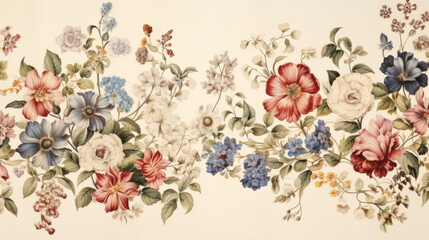 Colorful flowers painted on a white wall