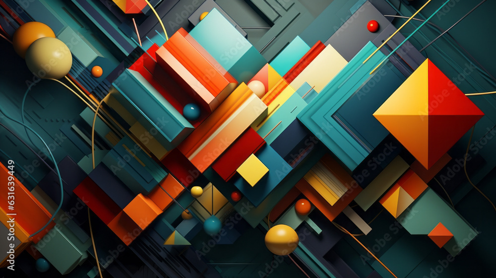 Aufkleber A vibrant and dynamic abstract background with an array of colorful shapes