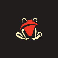 simple red frog wild animal logo vector illustration template design