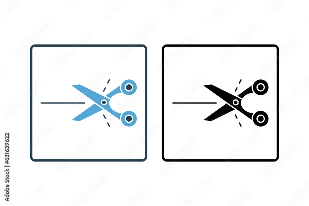 Poster scissors icon. icon related to stationery. solid icon style. simple vector design editable