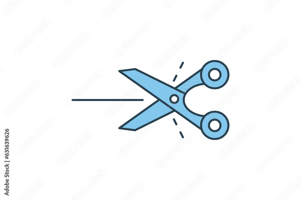 Poster scissors icon. icon related to stationery. flat line icon style. simple vector design editable
