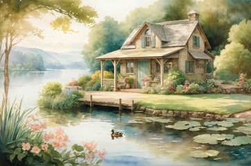 Fototapeta premium House on the lake