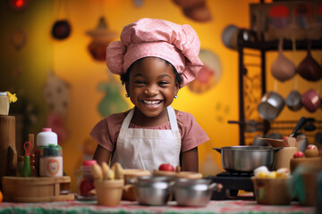African cheerful girl chef