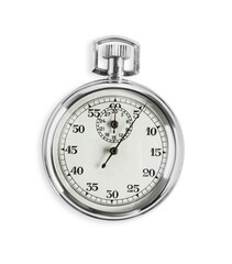 Vintage timer isolated on white, top view. Measuring tool