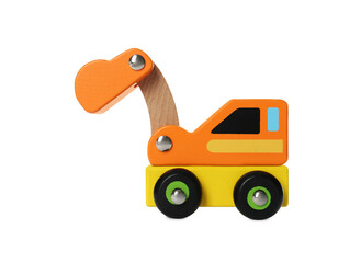 One excavator isolated on white. Children's toy