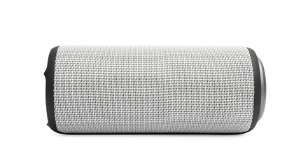 One portable bluetooth speaker isolated on white. Audio equipment