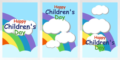Set of Standing Banner of Happy Children's Day text WIth Creative Background