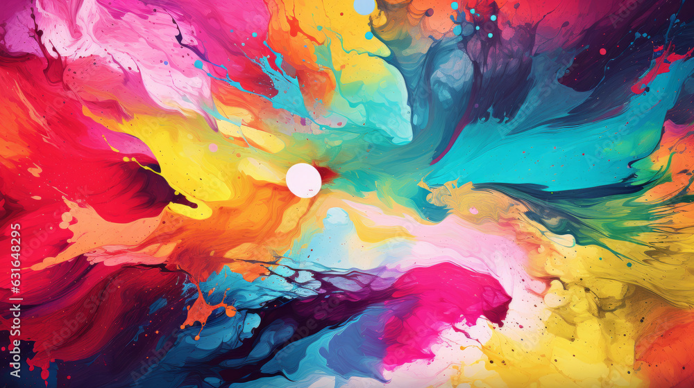 Poster A vibrant and dynamic abstract painting showcasing a multitude of colors