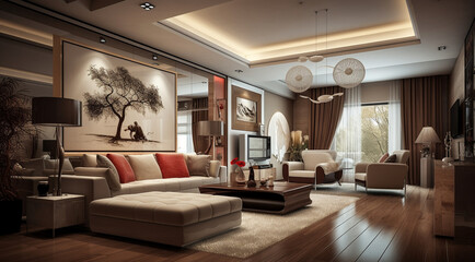 cozy living room interior generativa IA