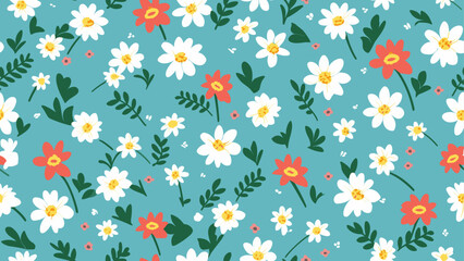 Hand drawn seamless floral pattern print, bouquets, flower compositions