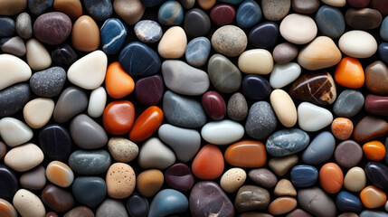 Vibrant and diverse collection of colorful rocks up close