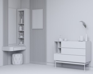make up room with white interior concept