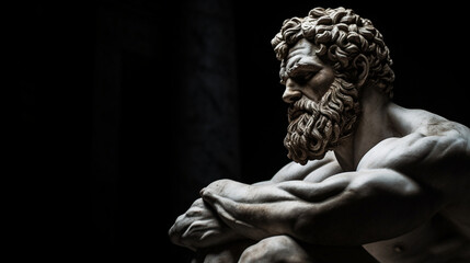 Fototapeta na wymiar sculpture Stoic marble man in an ancient Roman temple